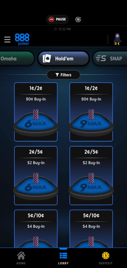 888poker mobile Holde'em games