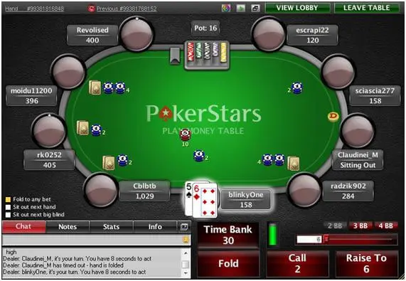 pokerstars table screenshot