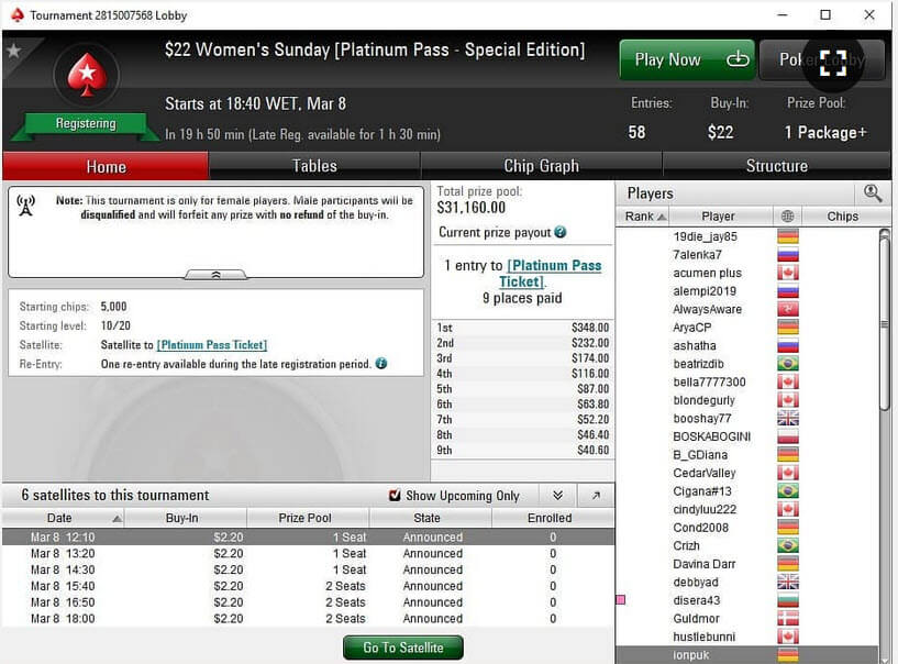 PokerStars International Woman’s Day Platinum Pass winner disqualified