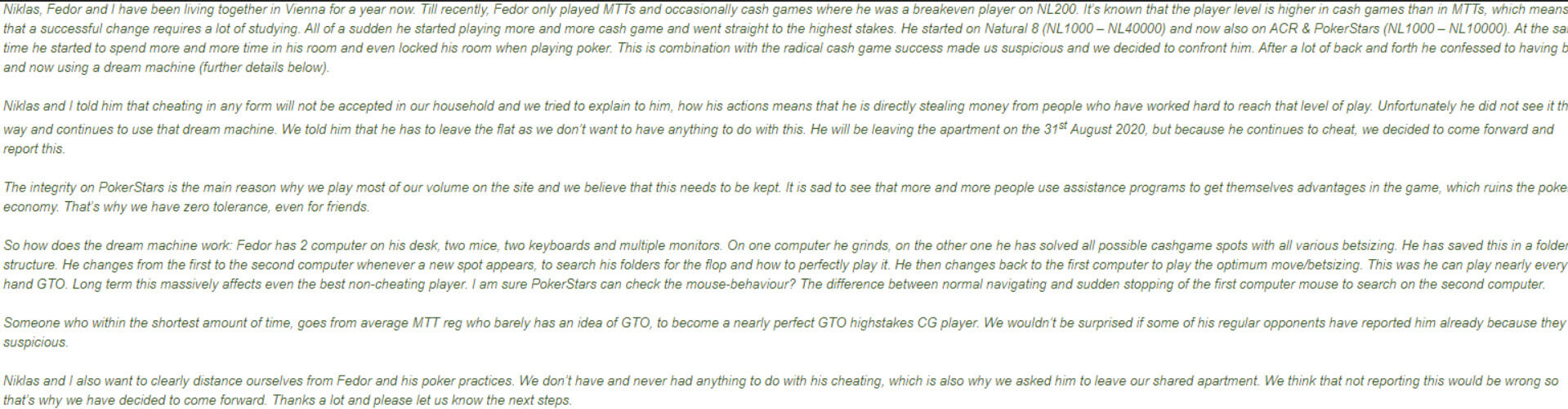 Evidence posted in Fedor Kruse RTA cheating scandal