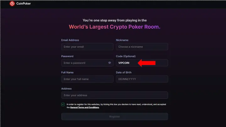 coinpoker registration