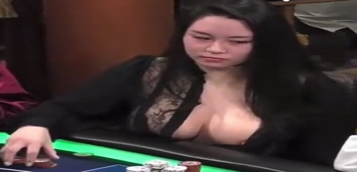 Nipple slip during poker game 