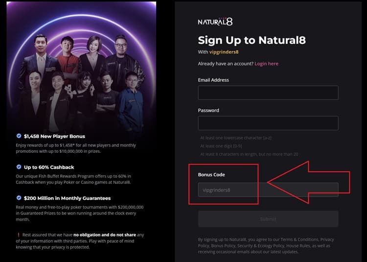 Natural8 Registration Process