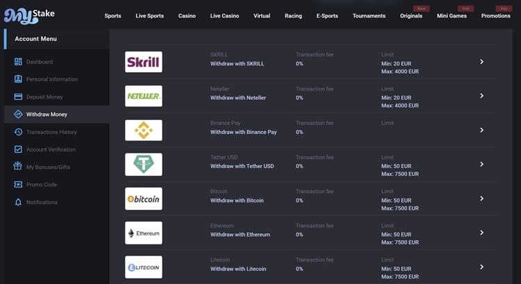 MyStake Payment Methods