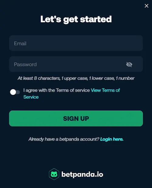 betpanda registration form