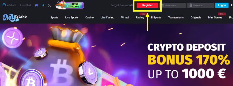 mystake casino register