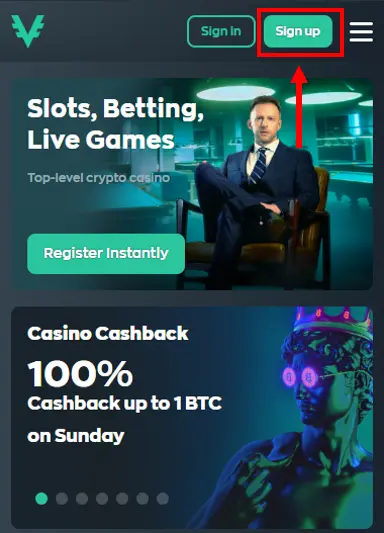 vave casino register account