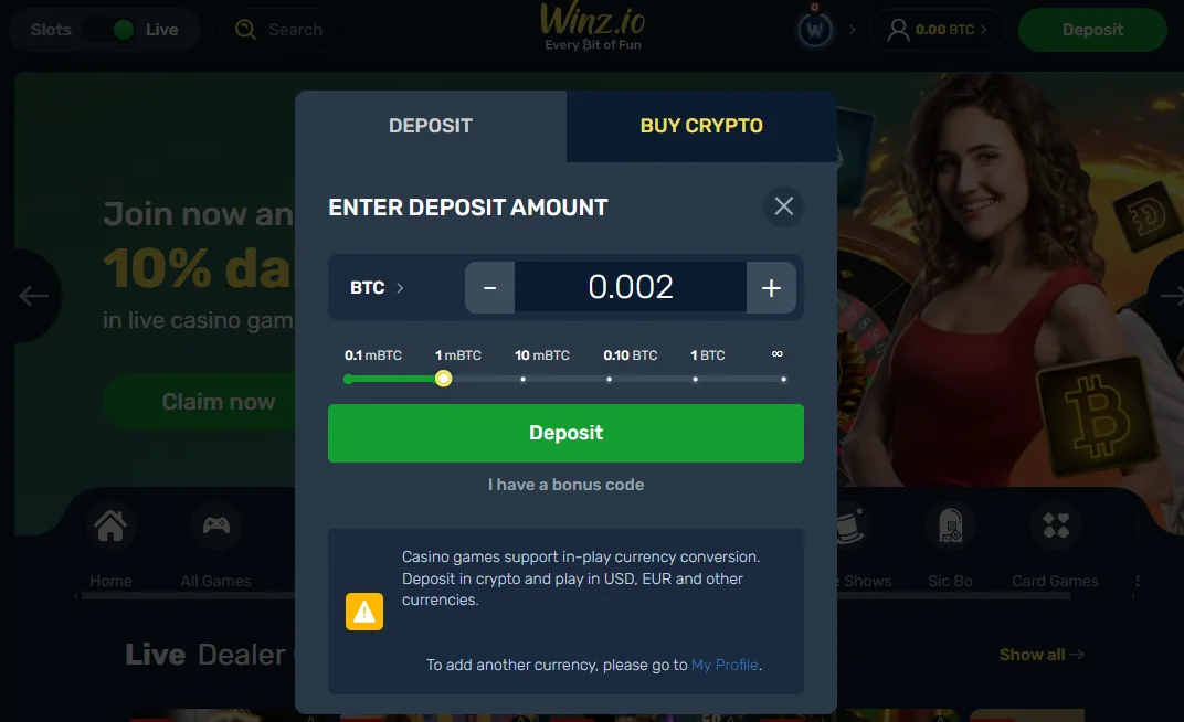 winzio casino deposit