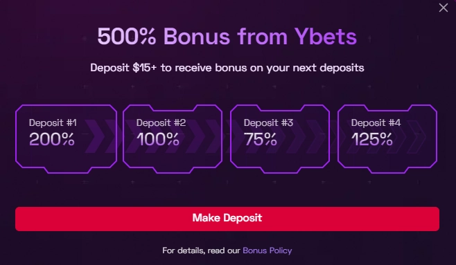 ybets casino bonus code