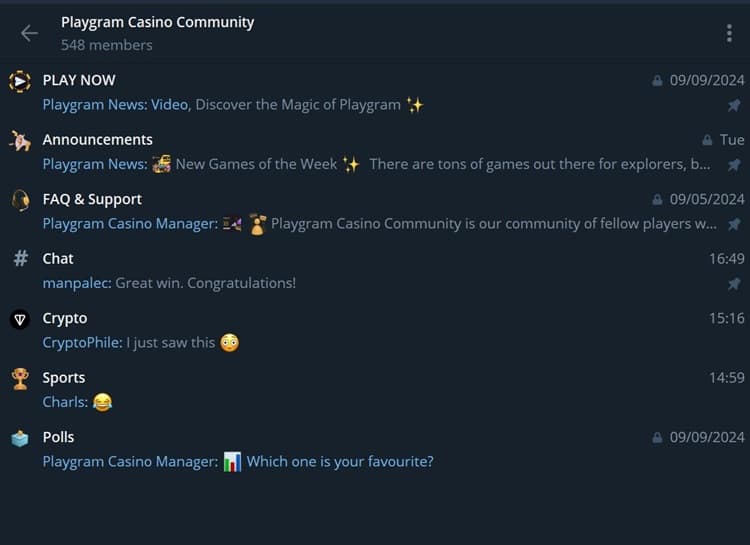 Playgram Casino Community