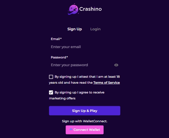 crashino signup