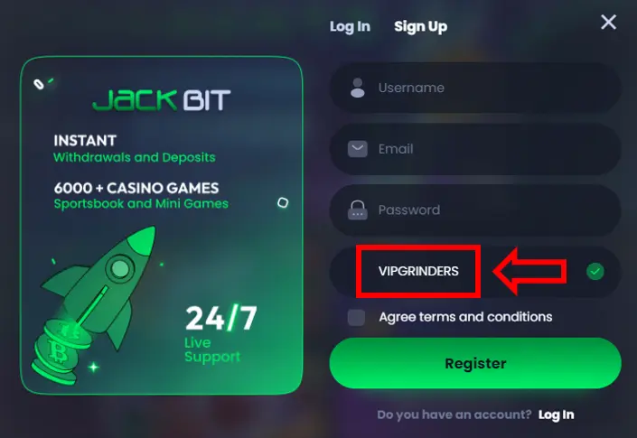 jackbit promo code registration