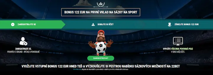 22bet bonus sportovní sázky