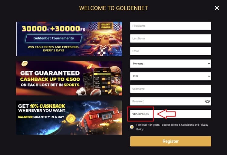 goldenbet promo code