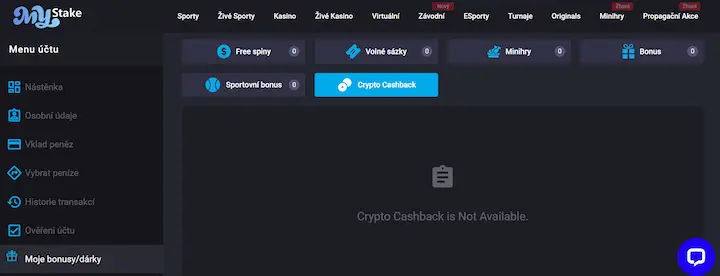 mystake kasino crypto cashback