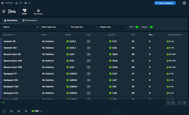 stake poker lobby