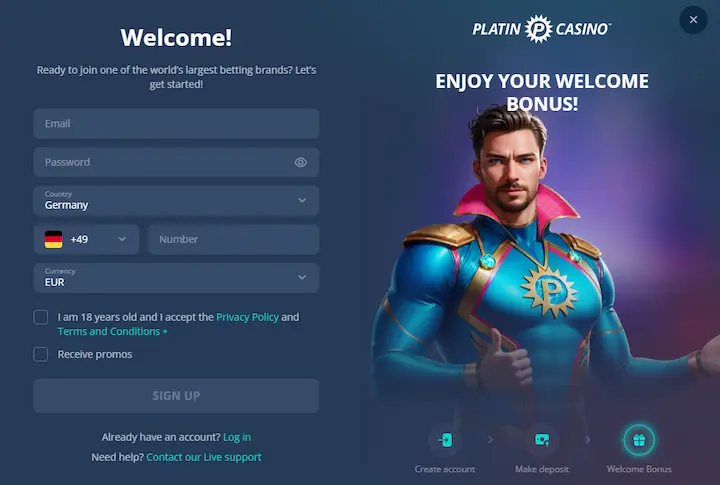 platincasino registration