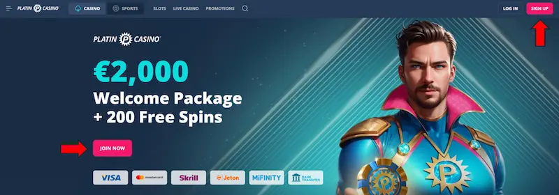 platincasino sign up