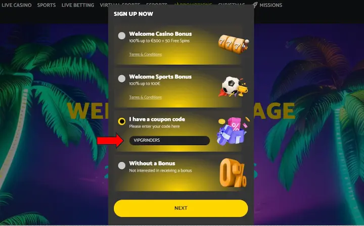 Palmslots Casino promo code