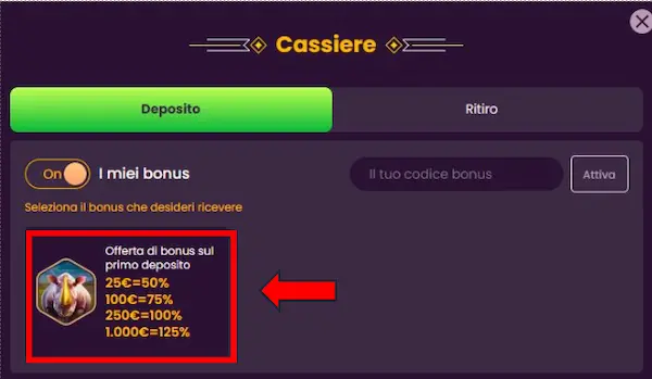 bizzo casino bonus esclusivo