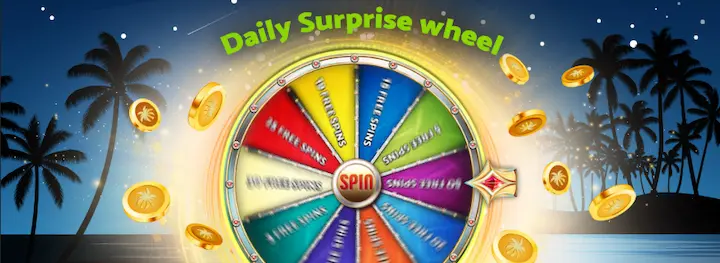 palmslots casino daily surprise wheel no deposit bonus