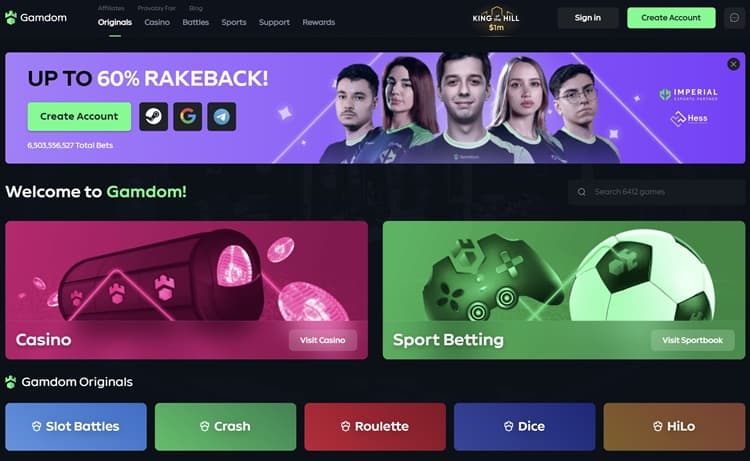 Gamdom Casino Website