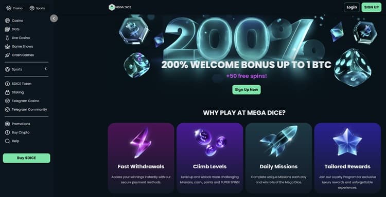 Mega Dice Casino Website