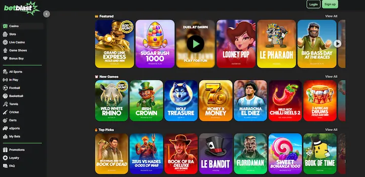 betblast casino lobby