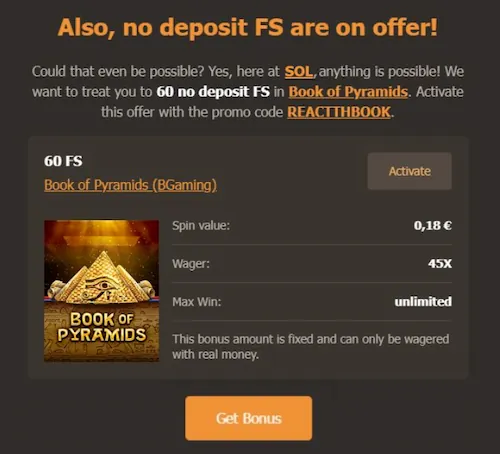 sol casino free spins no deposit