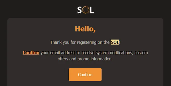 sol casino verify email