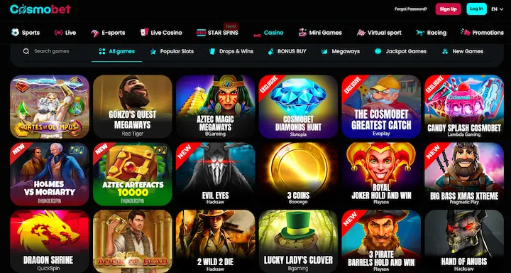 cosmobet casino selection